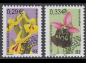 Frankreich Mi.Nr. 3594-95 Freim.m.Vorausentwertung, Orchideen (2 Werte)