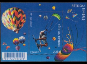 Frankreich MiNr. Block 235 Fest der Briefmarke, Luft, Kitesurfer, Ballons