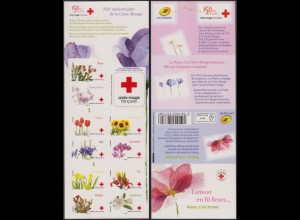 Frankreich MiNr. 5842-51 im MH Rotes Kreuz, Blumen, skl (10 Werte)