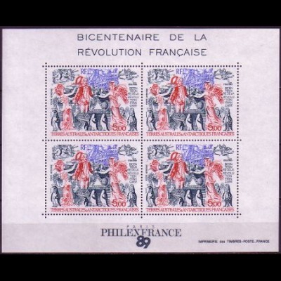 Franz. Geb. i.d. Antarktis Mi.Nr. Block 1 200. J. der Franz. Revolution