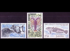 Franz. Geb. i.d. Antarktis Mi.Nr. 356-358 Tiere in der Antarktis (3 Werte)