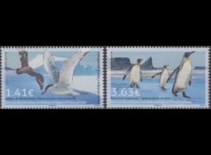 Franz.Geb.i.d. Antarktis MiNr. 968-69 Einh.Vögel, Antarktikskua, Pinguin (2 W.)