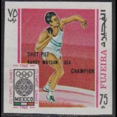 Fujeira Mi.Nr. 296B Olympia 68 Mexiko mit Siegernamen Kugelstoßen (75)