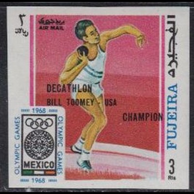 Fujeira Mi.Nr. 300B Olympia 68 Mexiko mit Siegernamen Kugelstoßen (3)