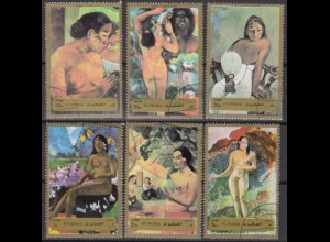 Fujeira Mi.Nr. 1272-77A Aktgemälde von Gauguin (6 Werte)