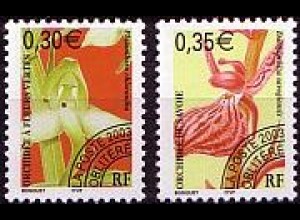 Frankreich Mi.Nr. 3715-3716 Orchideen - Marken mit Vorausentwertung-Aufdruck 2 W.