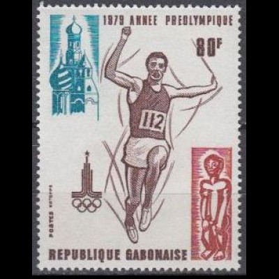 Gabun Mi.Nr. 697 Vorolympisches Jahr Sommerspiele Moskau, Weitsprung (80)