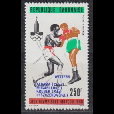 Gabun Mi.Nr. 748 Olympische Sommerspiele Moskau, Boxen, mit Aufdr. (250)