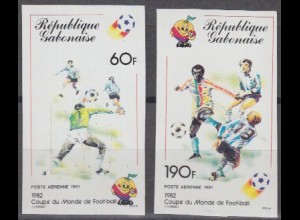 Gabun Mi.Nr. 761-62U Fußball-WM 1982 Spanien, Spielszenen (2 Werte)