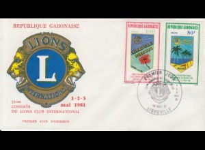 Gabun Mi.Nr. 771+772 Kongress des Int. Lions-Clubs, Clubabzeichen (1 Brief)