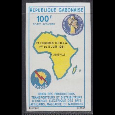 Gabun Mi.Nr. 776U Kongress der UPDEA, Umriss Afrikas (100)