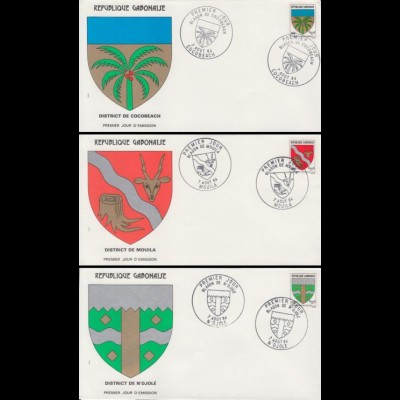Gabun Mi.Nr. 910-12 Freim. Wappen (3 Briefe)
