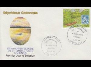 Gabun Mi.Nr. 961 100J. gabunische Briefmarken, Fluß, Marke MiNr. 4 (500)