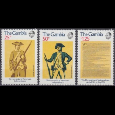 Gambia Mi.Nr. 326-28 200Jahre Unabhängigkeit der USA (3 Werte)