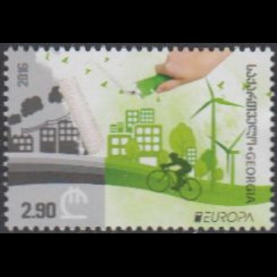 Georgien MiNr. 681 Europa 16, Umweltbewusst leben, Von Grau zu Grün (2,90)