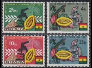 Ghana Mi.Nr. 334-37A 25J. Kakao-Forschungsinstitut (4 Werte)