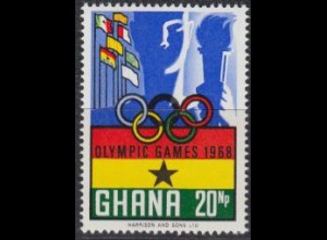 Ghana Mi.Nr. 353A Olympia 1968 Mexiko, Flaggen, Fackel, olymp. Ringe (20)
