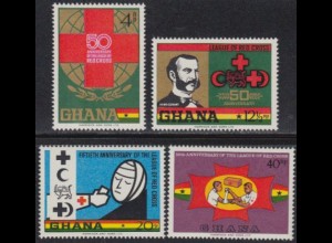 Ghana Mi.Nr. 389-92A 50J. Liga der Rotkreuz-Gesellschaften (4 Werte)