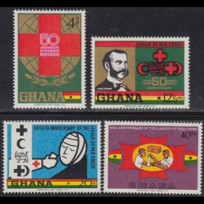 Ghana Mi.Nr. 389-92A 50J. Liga der Rotkreuz-Gesellschaften (4 Werte)