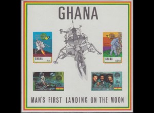 Ghana Mi.Nr. Block 40 Jahrestag 1. bemannte Mondlandung, Aufdr. PHILYMPIA ’70 