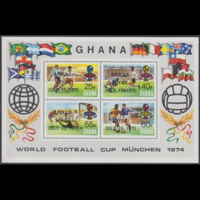 Ghana Mi.Nr. Block 60A Fußball WM 1974, Aufdr. APOLLO-SOYUZ JULY 15, 1975 