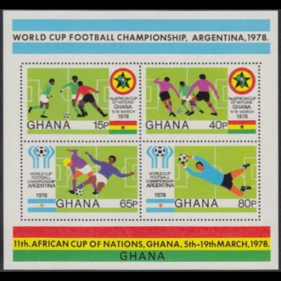 Ghana Mi.Nr. Block 76A Fußball-Afrikameisterschaft + Weltmeisterschaft 1978