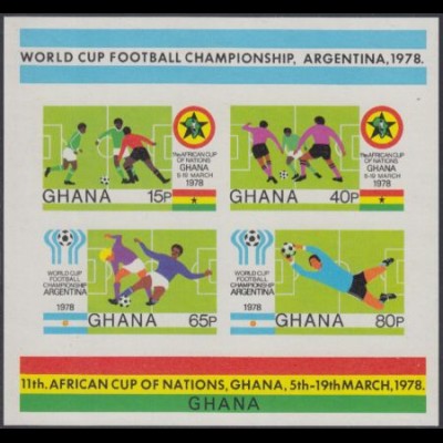 Ghana Mi.Nr. Block 76B Fußball-Afrikameisterschaft + Weltmeisterschaft 1978 
