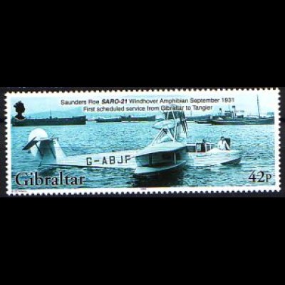 Gibraltar Mi.Nr. 1039A 100 J. Motorflug, Flugboot Saunders, gez. 13:13 1/4 (42)