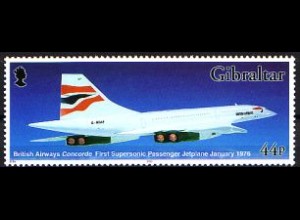 Gibraltar Mi.Nr. 1040A 100 J. Motorflug, Concorde, gez. 13:13 1/4 (44)