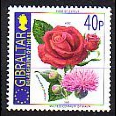 Gibraltar Mi.Nr. 1051 Erweiterung der EU, Rose + Flockenblume (40)