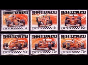 Gibraltar Mi.Nr. 1105-10 Ferrari Formel 1 Rennwagen (6 Werte)