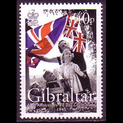 Gibraltar Mi.Nr. 1127 Ende 2. Weltkrieg, Mutter +Kinder, engl. Fahnen (40)