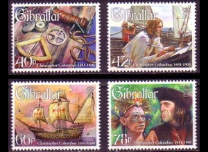 Gibraltar Mi.Nr. 1186-89 500. Todestag von Christoph Kolumbus (4 Werte)