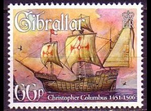 Gibraltar Mi.Nr. 1188 Christopher Kolumbus, Karavelle Santa Maria (66)
