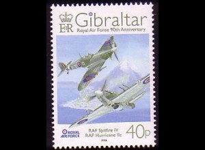 Gibraltar Mi.Nr. 1261 90 Jahre RAF, Spitfire IV, Hurricane IIc (40)