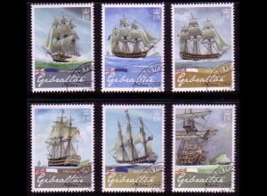 Gibraltar Mi.Nr. 1267-72 250. Geb. Lord Horatio Nelson, Schiffe (6 Werte)