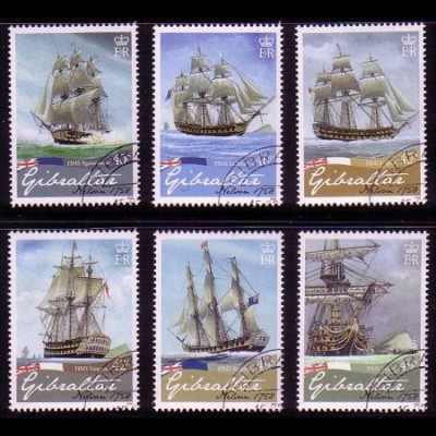 Gibraltar Mi.Nr. 1267-72 250. Geb. Lord Horatio Nelson, Schiffe (6 Werte)