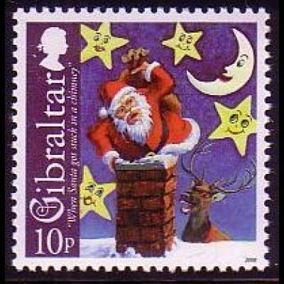 Gibraltar Mi.Nr. 1303 Weihnachten, Weihnachtsmann steigt in Kamin (10)