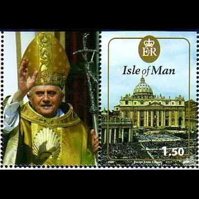 Insel Man Mi.Nr. 1244Zf Weltjugendtag Köln, Petersdom, Zf.: Benedikt XVI (1,50)
