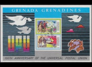 Grenada-Grenadinen Mi.Nr. Block 3 100Jahre Weltpostverein UPU, u.a. Postzug