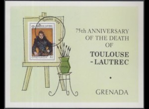 Grenada Mi.Nr. Block 57 75.Todestag Henri de Toulouse-Lautrec, Dame mit Boa