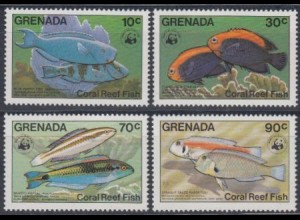 Grenada Mi.Nr. 1299-1302 Weltweiter Naturschutz, Fische (4 Werte)