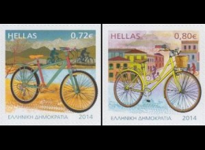 Griechenland Mi.Nr. 2782-83 Ökologisches Transportmittel Fahrrad, skl. (2 Werte)