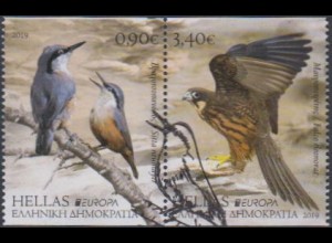 Griechenland MiNr. Zdr.3050-51C Europa 19, Heimische Vögel, Kleiber, Falke (Paar)