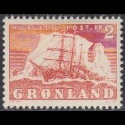 Grönland Mi.Nr. 36 Freim. Arktisschiff Gustav Holm vor Eisberg (2)