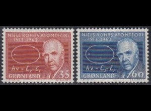 Grönland Mi.Nr. 62-63 50Jahre Bohrsches Atommodell, Niels Bohr (2 Werte)