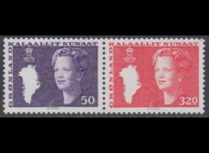 Grönland Mi.Nr. Zdr. W 1 Freim. Königin Margrethe II, Landkarte (MiNr.126+189)
