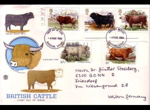 Großbritannien Mi.Nr. 979-83 Britische Rinderrassen (5 Werte)