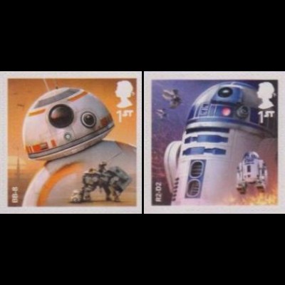 Großbritannien MiNr. 4106+12 II Star Wars, BB-8, R2-D2, skl (2 Werte)