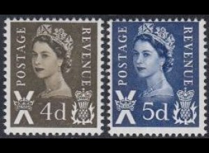 GB-Schottland Mi.Nr. 9-10 Freim.Königin Elisabeth II (2 Werte)
